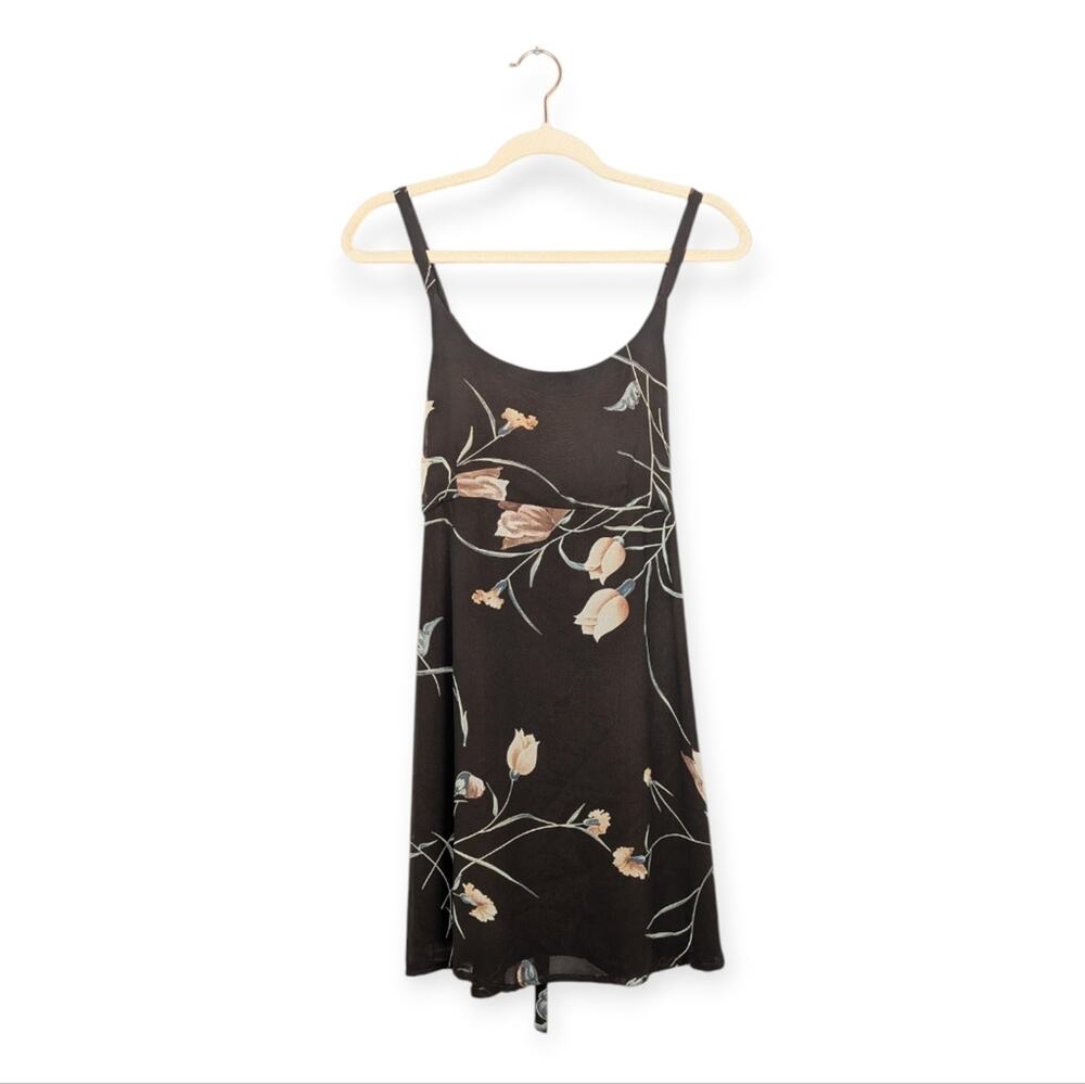 Vintage Chica's California Brown & Cream Floral Mini Dress Size M